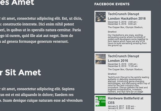 Facebook events in a WordPress sidebar widget