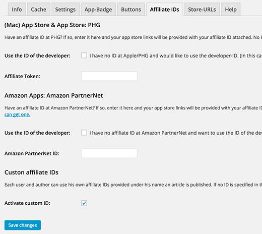 Adding your app store affiliate id