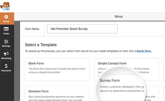 Create a new survey form