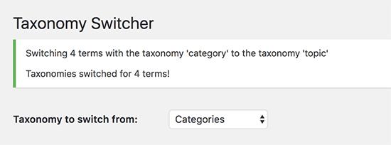 Successfully switched taxonomies