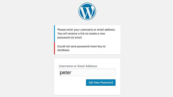 WordPress中的密码重置键错误