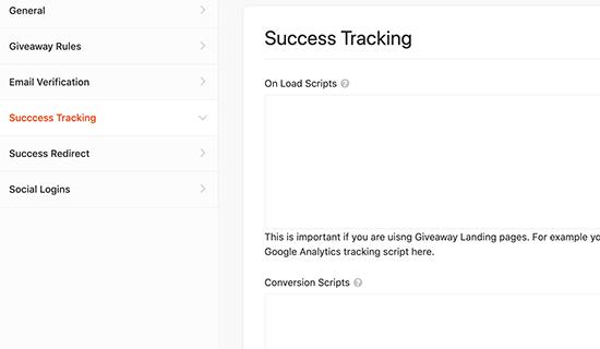 Success tracking