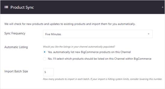 BigCommerce for WordPress Product Sync Options
